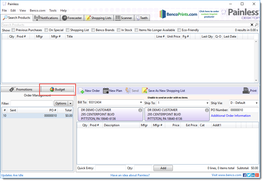 how do i configure a budget for my account benco dental