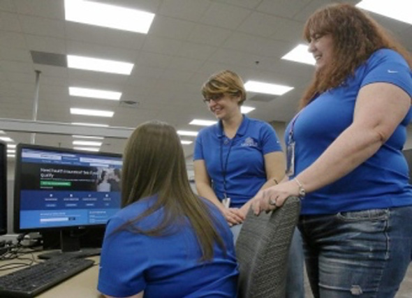 Maximus employees seated Maggie Faller, Andrea Campbell and Linda Garibaycv31maximusWarren Ruda / The Citizens’ Voice