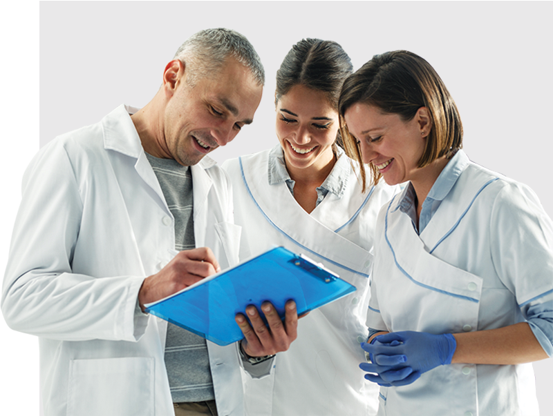 dentist with two co-workers