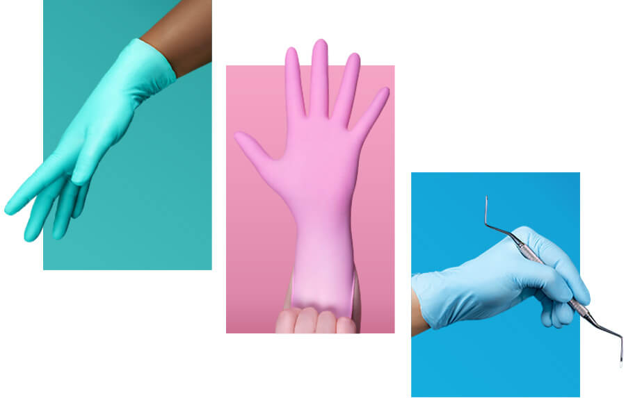 Dental Gloves with color backgrounds