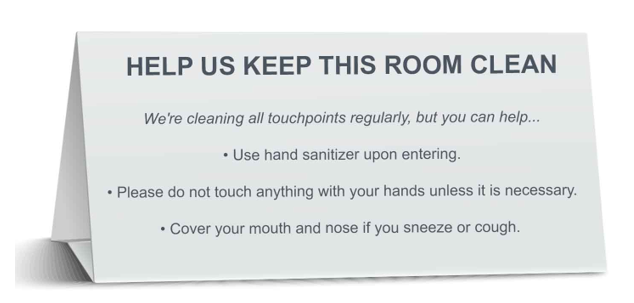 tabletop sign for a business